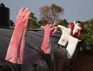 Le Saniforce déployé dans le camps de réfugiés de Kyangwali (Ouganda), janvier 2025, Crédits Fondation Veolia